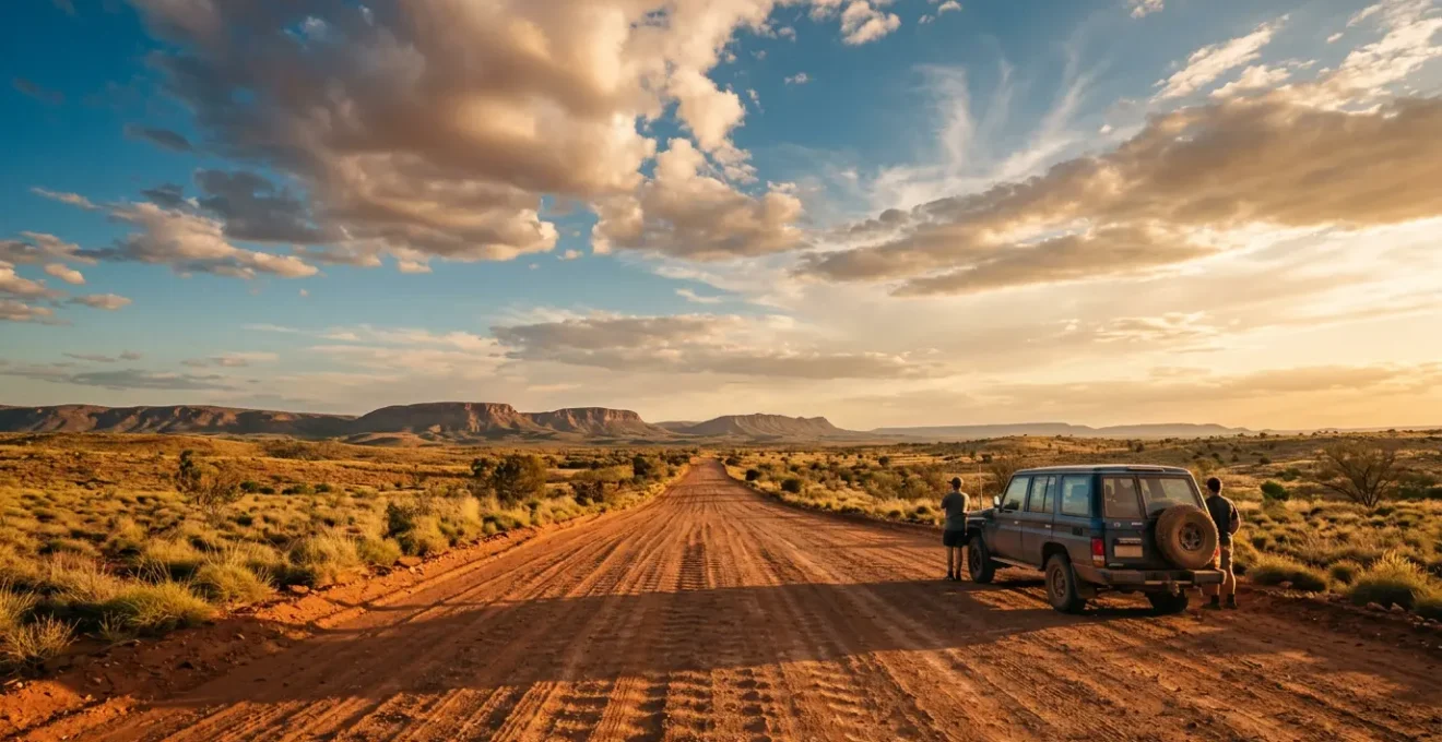 Survival preparation for Australian outback driving journey with essential water supply