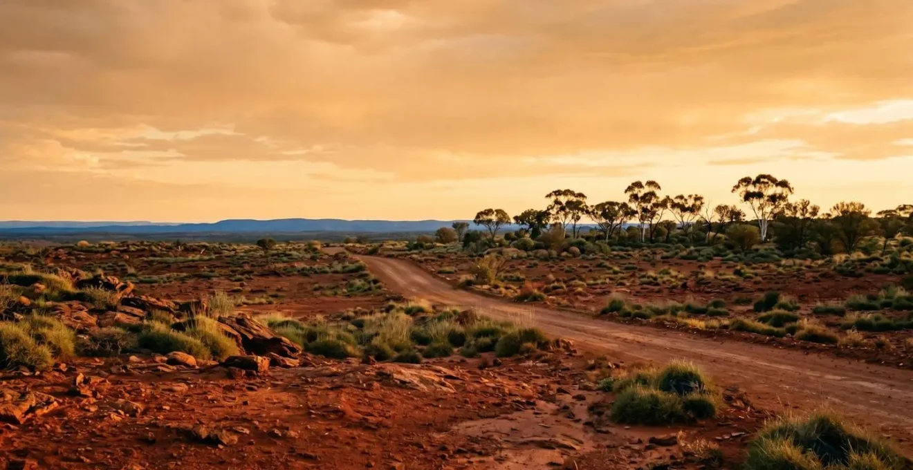 Wide panoramic view of Australian landscape symbolizing budget travel adventure and careful planning