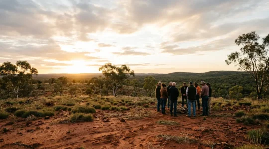 A respectful cultural ceremony welcoming visitors to Aboriginal land in Australia