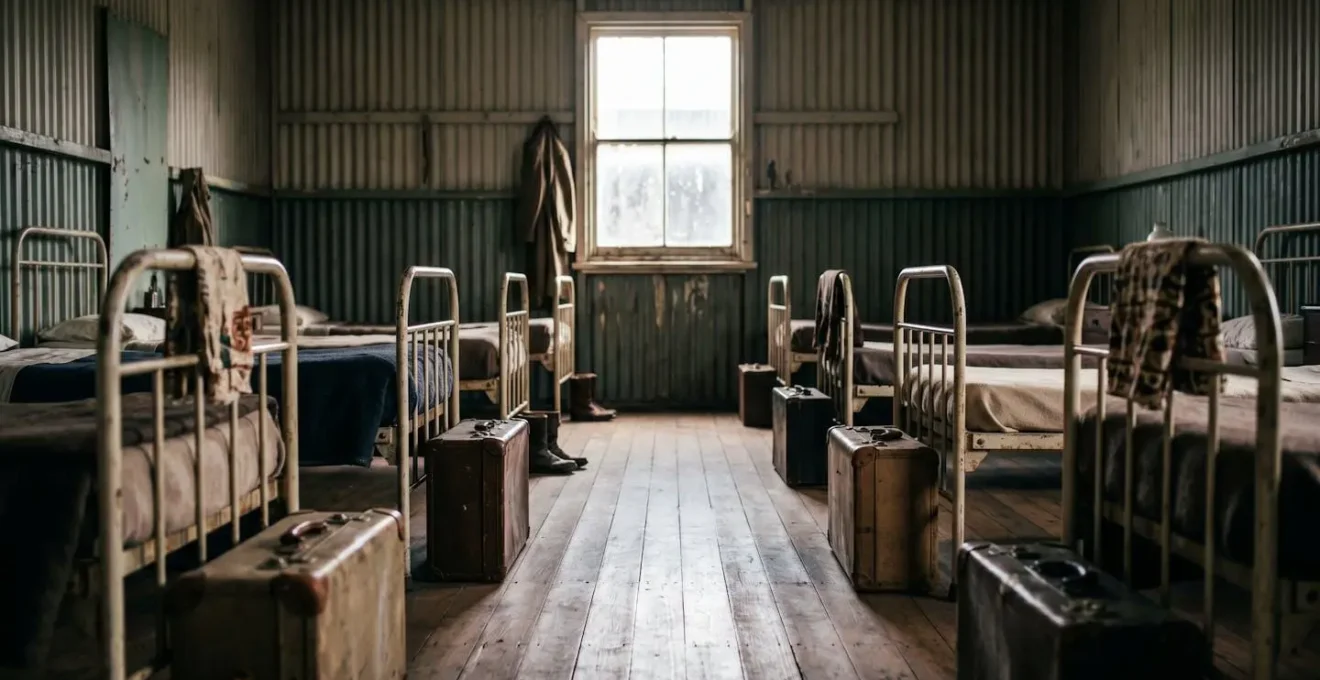 Sparse migrant hostel accommodation showing the stark reality of 1950s British immigrants' first homes in Australia